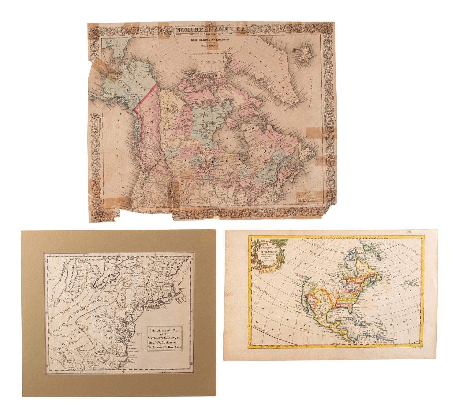 [MAPS & ATLASES]. A group of five 18th-century maps of North America, plus.