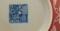 A Reverse-Decorated Coral-Ground Porcelain Bowl