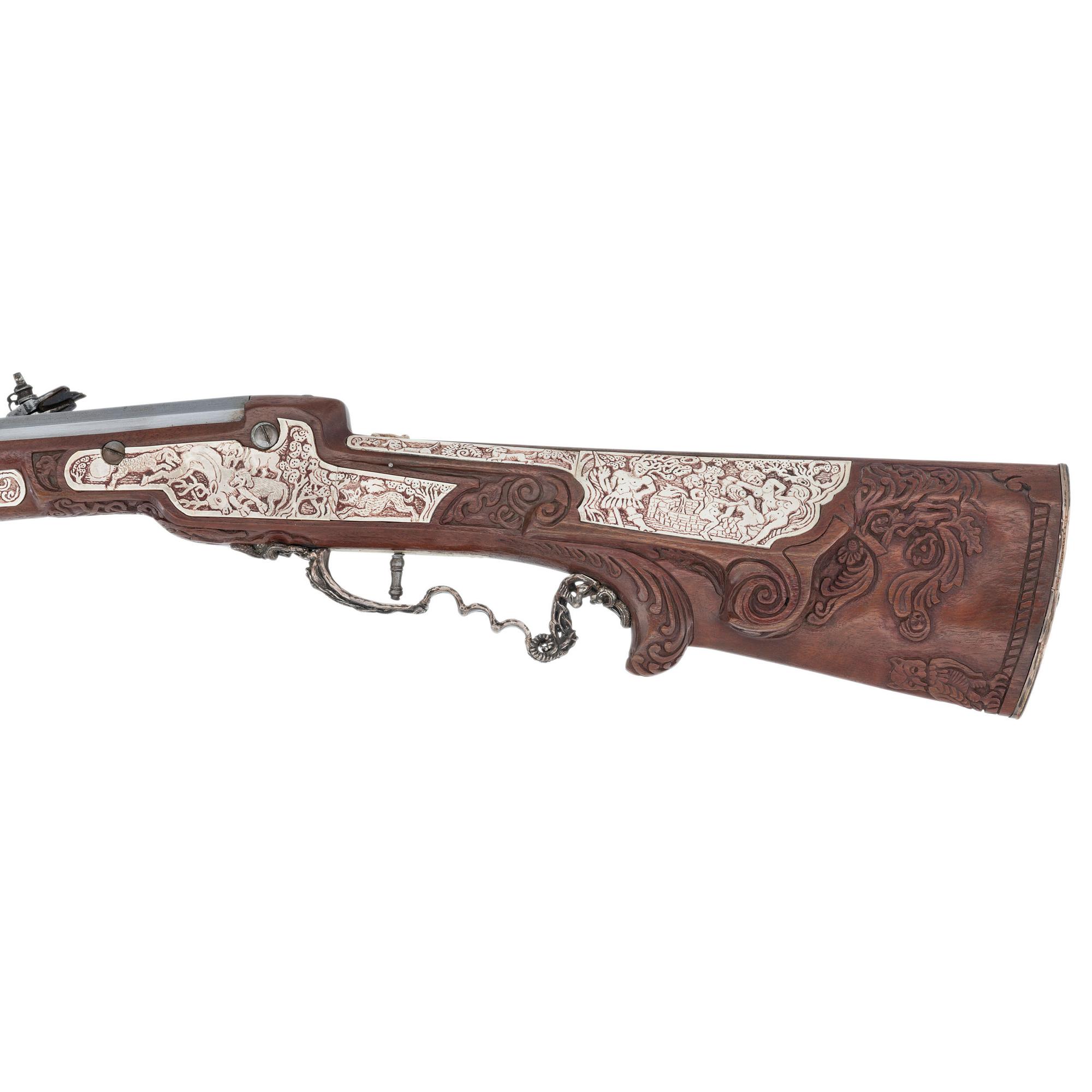Contemporary Schwabian Wheellock Rifle in the Style of Johann Michael Maucher by John B. Derrick (American, b.1936)