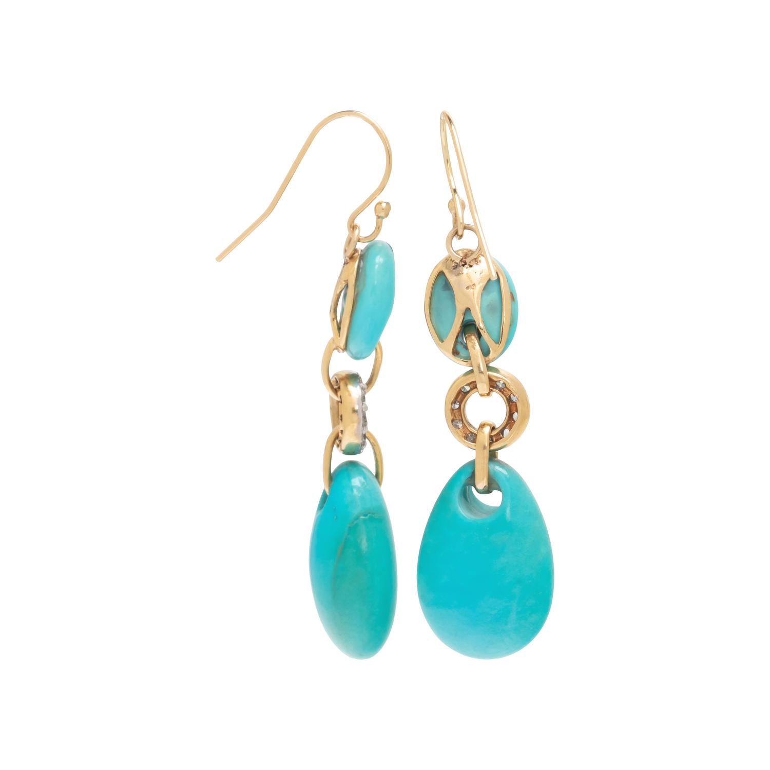 TURQUOISE AND DIAMOND DROP EARRINGS