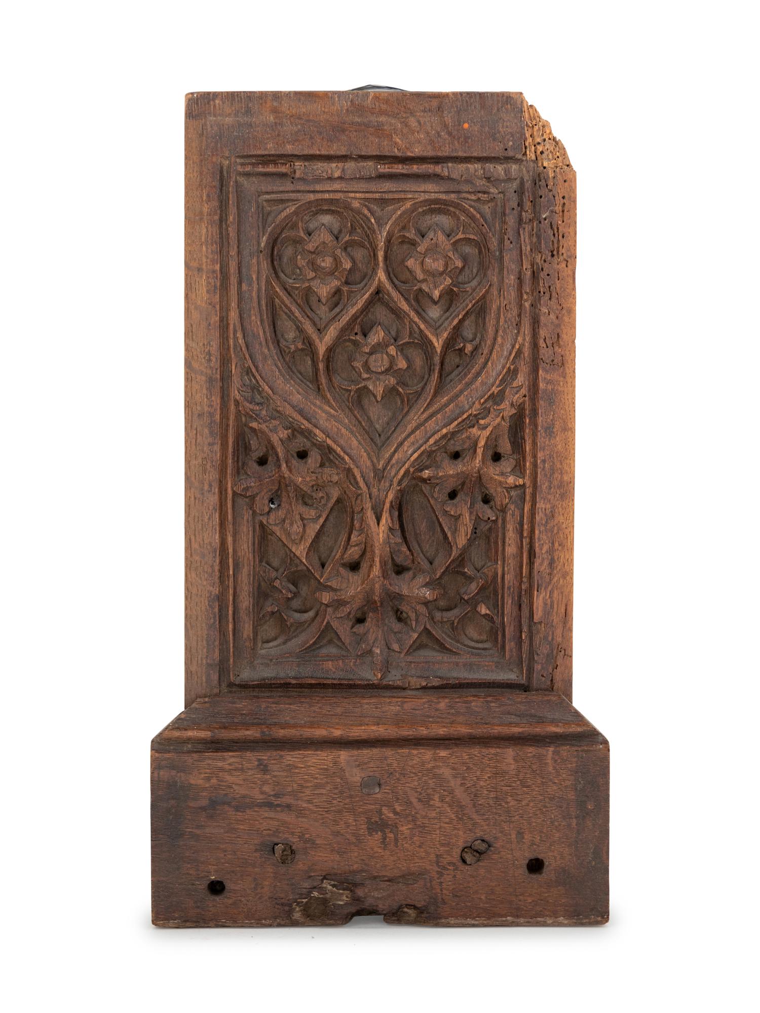 A Gothic Carved Oak Cabinet Panel