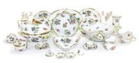 An Assembled Herend Porcelain Dinner Service Length of oval center bowl 16 1/2 inches.