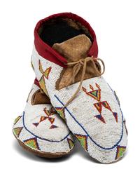 Blackfeet Soft Soled Beaded Hide Moccasins