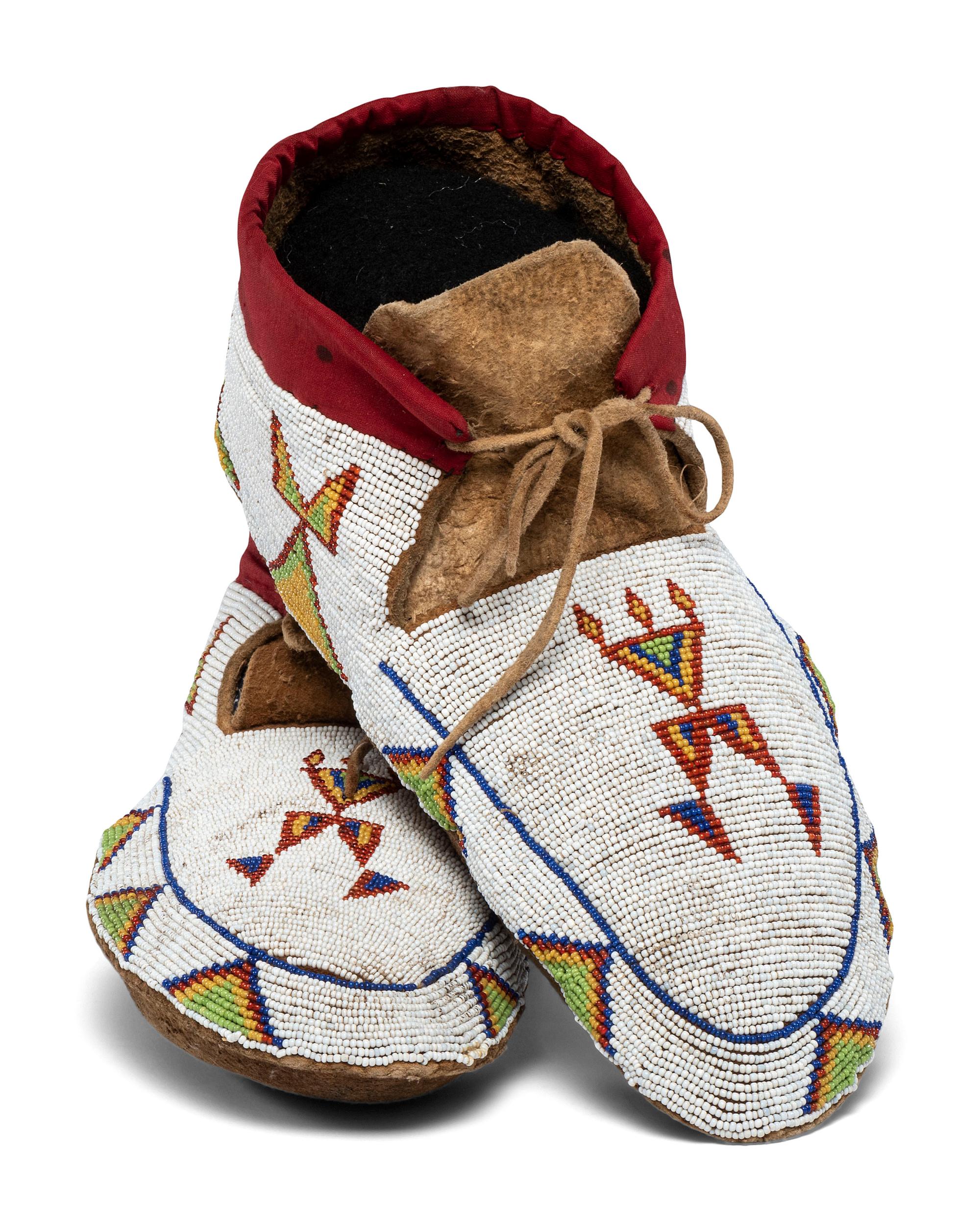 Blackfeet Soft Soled Beaded Hide Moccasins