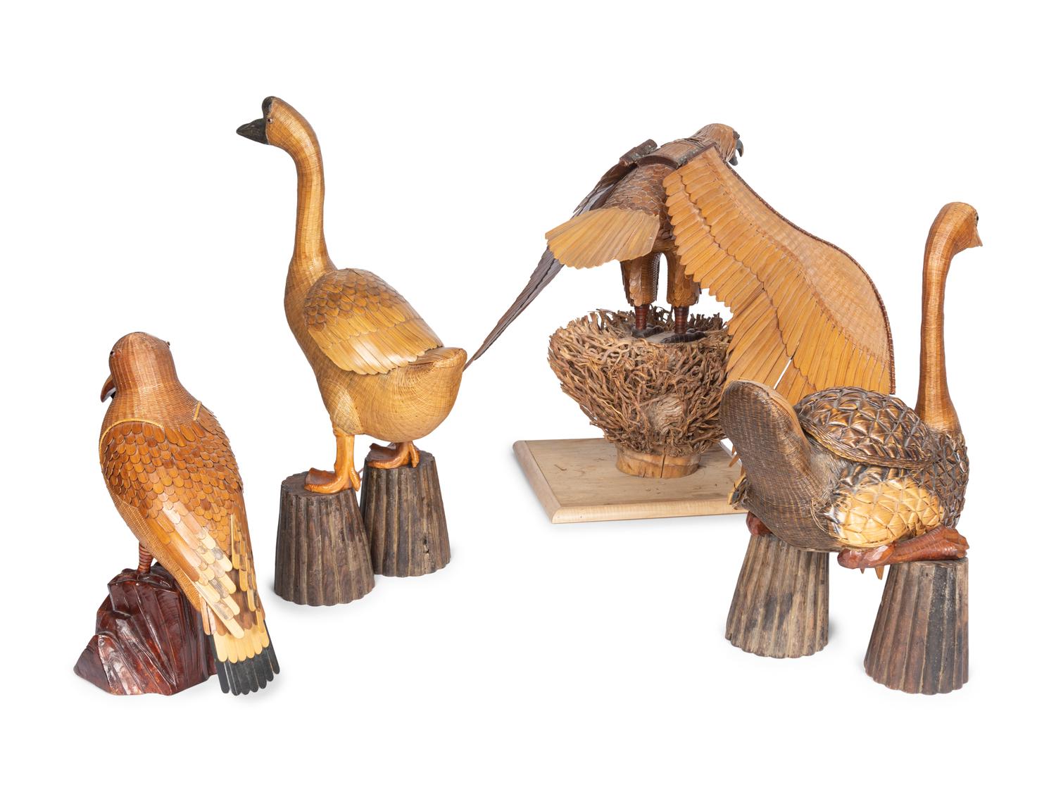 Four Chinese Woven Reed Animals