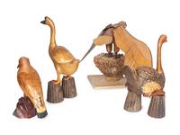 Four Chinese Woven Reed Animals