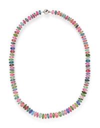 WHITE GOLD AND MULTI COLORED GEMSTONE NECKLACE
