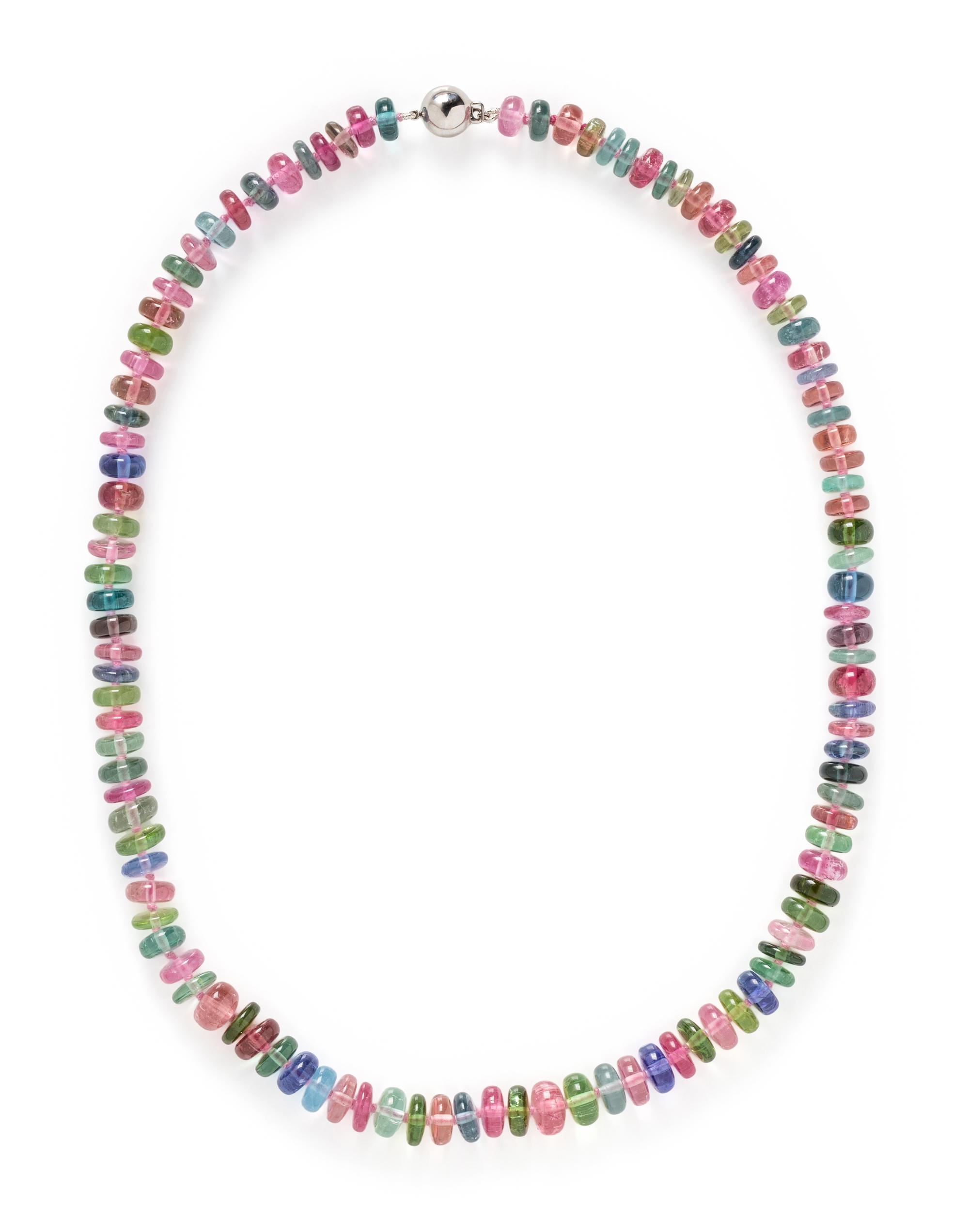 WHITE GOLD AND MULTI COLORED GEMSTONE NECKLACE