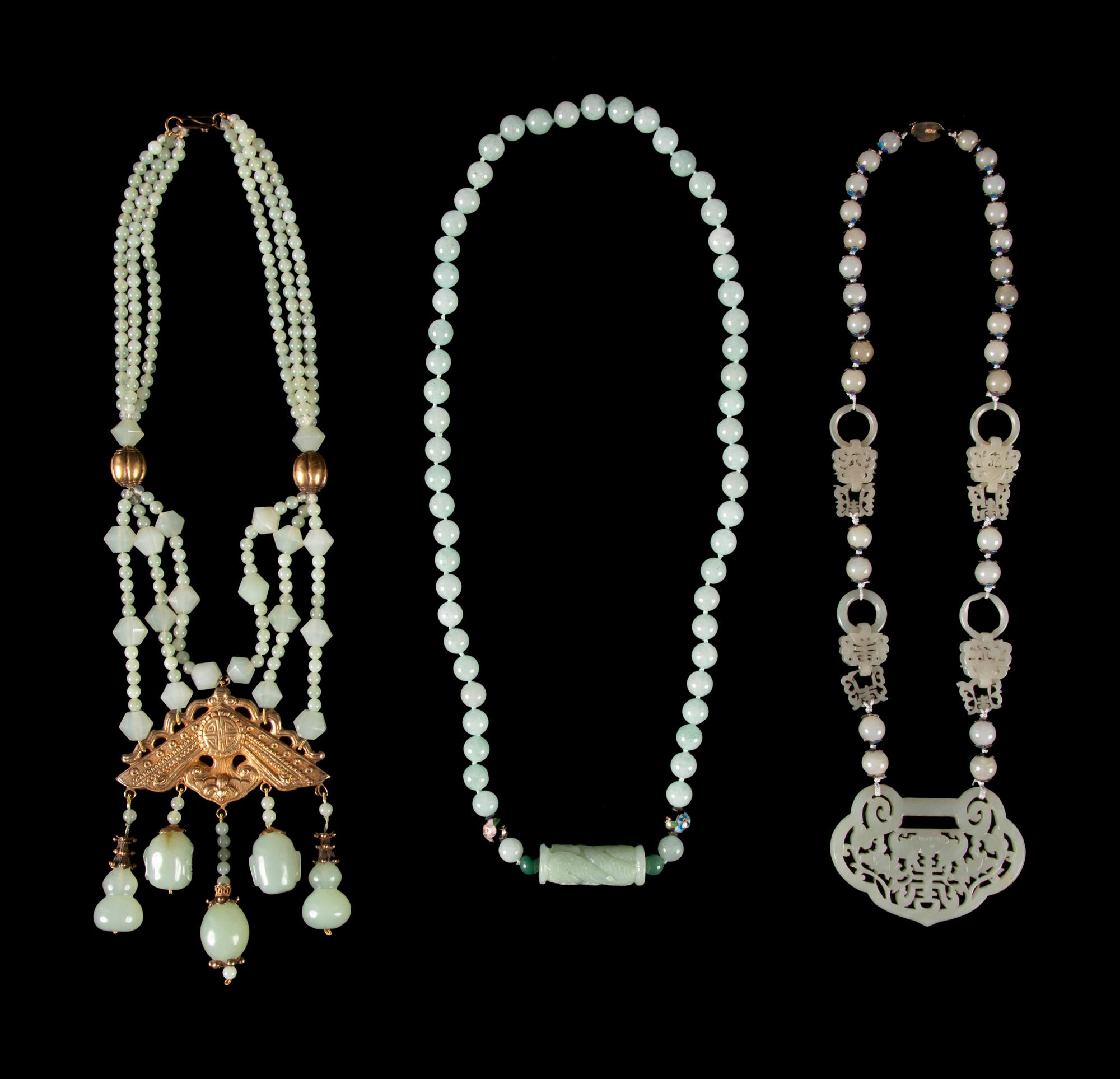 Three Chinese Hardstone Necklaces