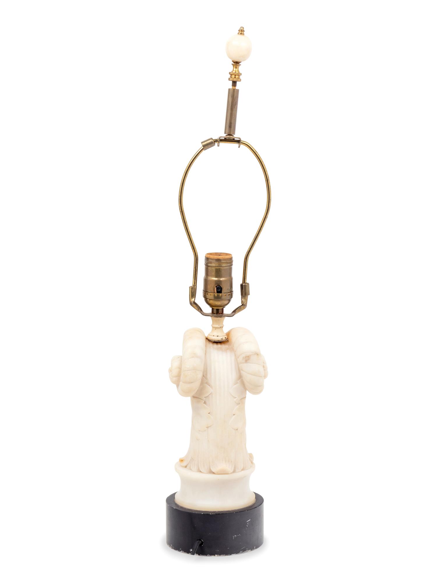 An Italian Carved Alabaster Lamp