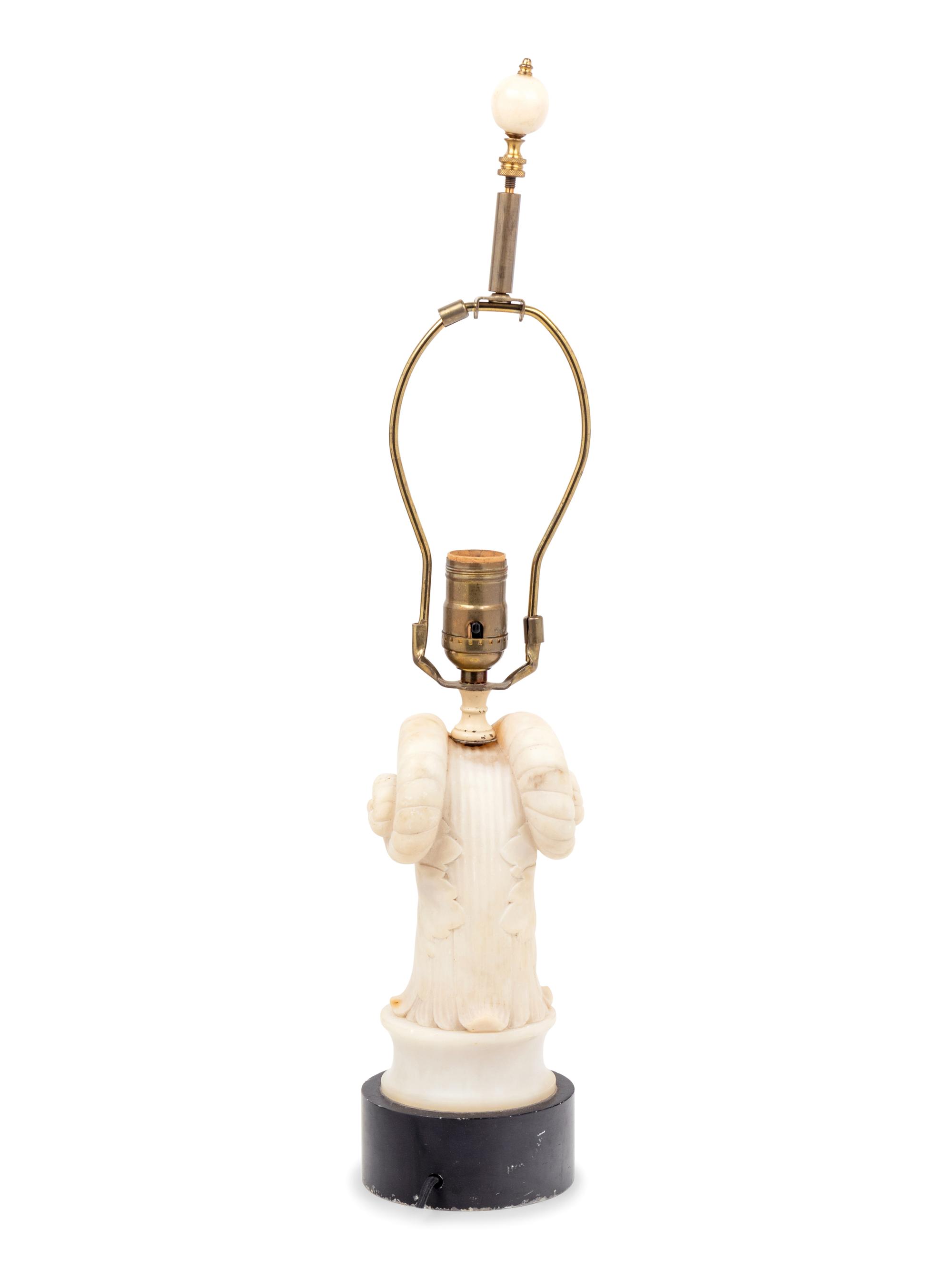 An Italian Carved Alabaster Lamp