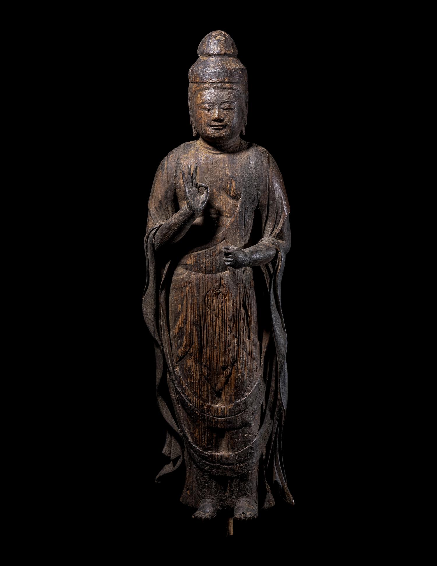 A Japanese Wood Figure of Kannon