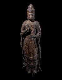 A Japanese Wood Figure of Kannon