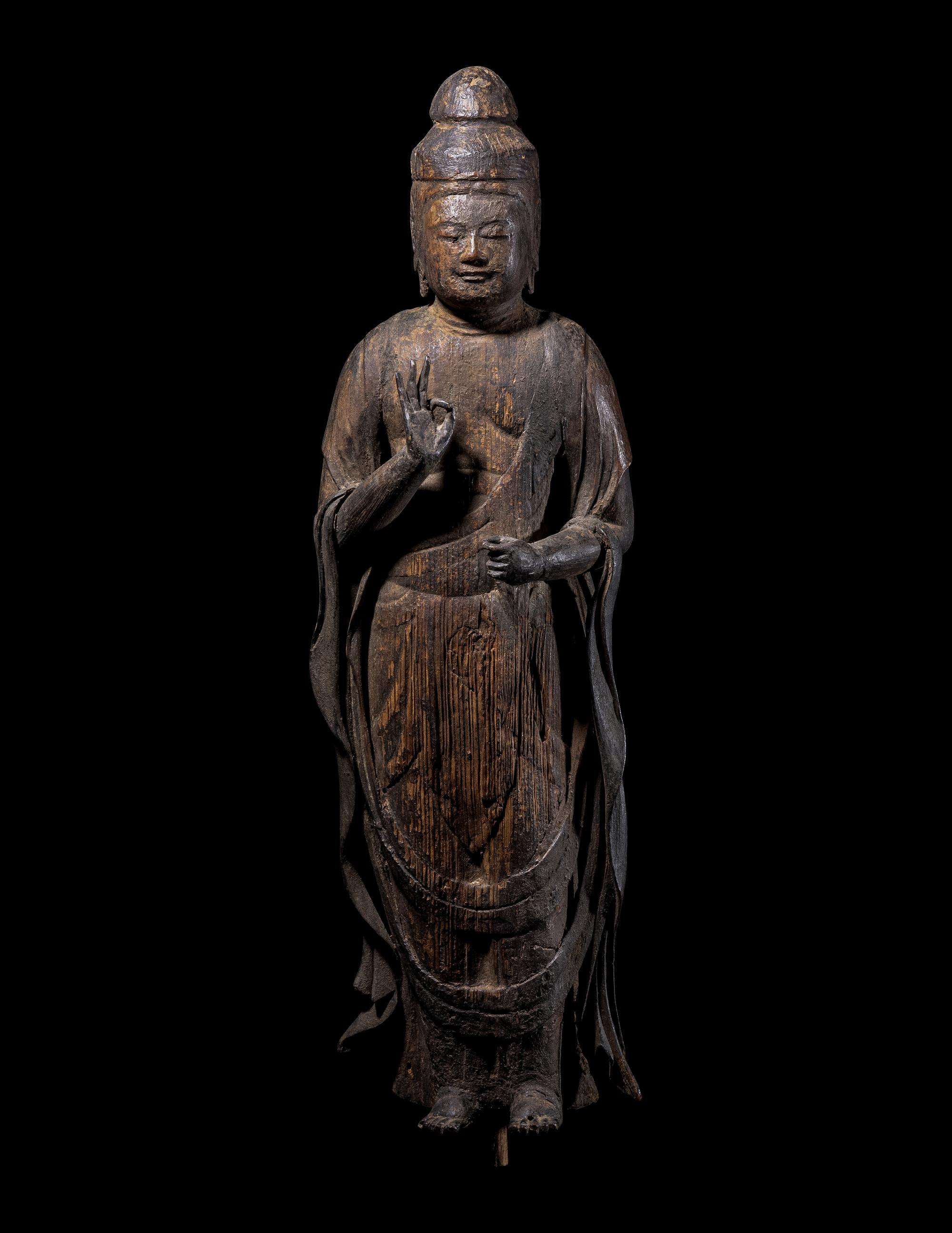 A Japanese Wood Figure of Kannon