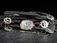 Sterling Silver Link Concha Belt, with Avian Mosaic Inlay