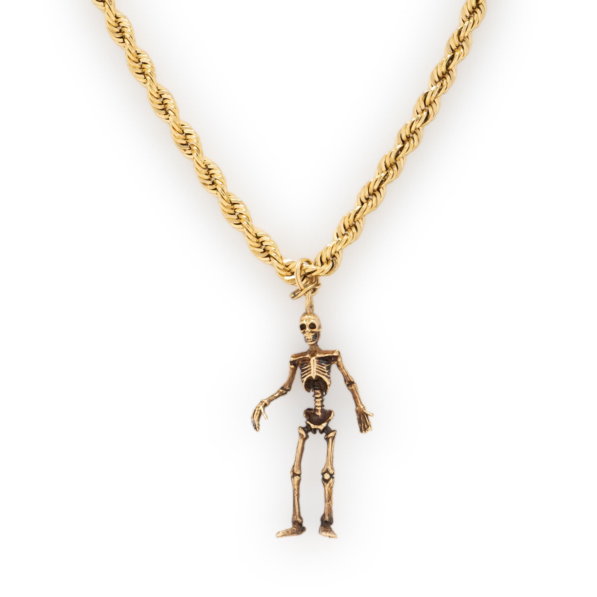 YELLOW GOLD SKELETON PENDANT NECKLACE