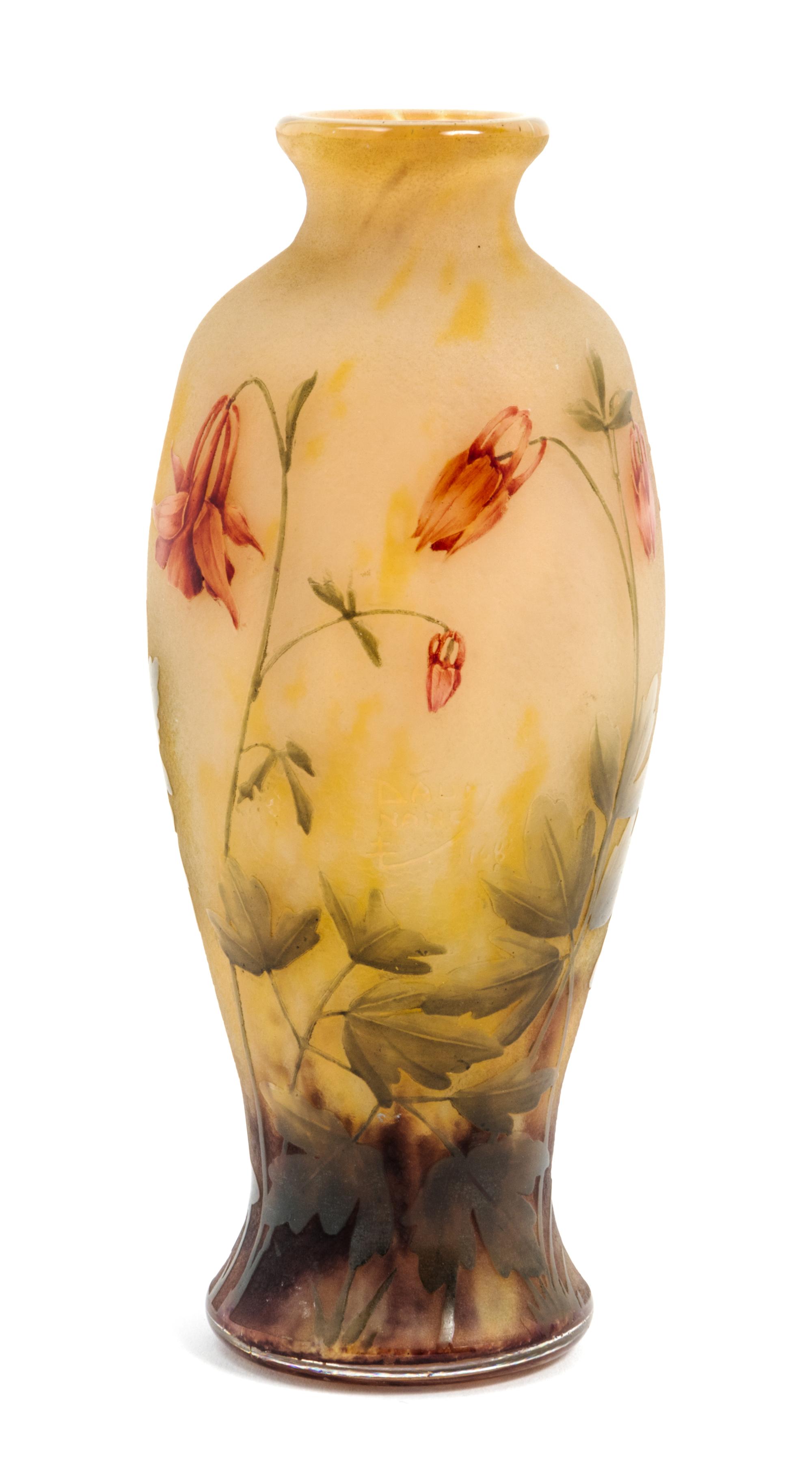 Daum, EARLY 20TH CENTURY, an enameled cameo glass vase, of ovoid form with floral decoration