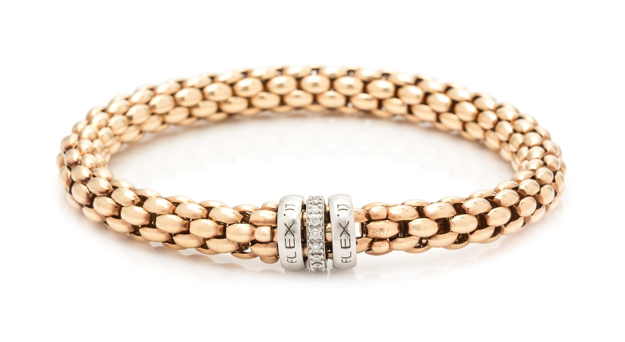 An 18 Karat Rose Gold and Diamond Bracelet "Flex'It" Bracelet, Fope, 17.90 dwts.