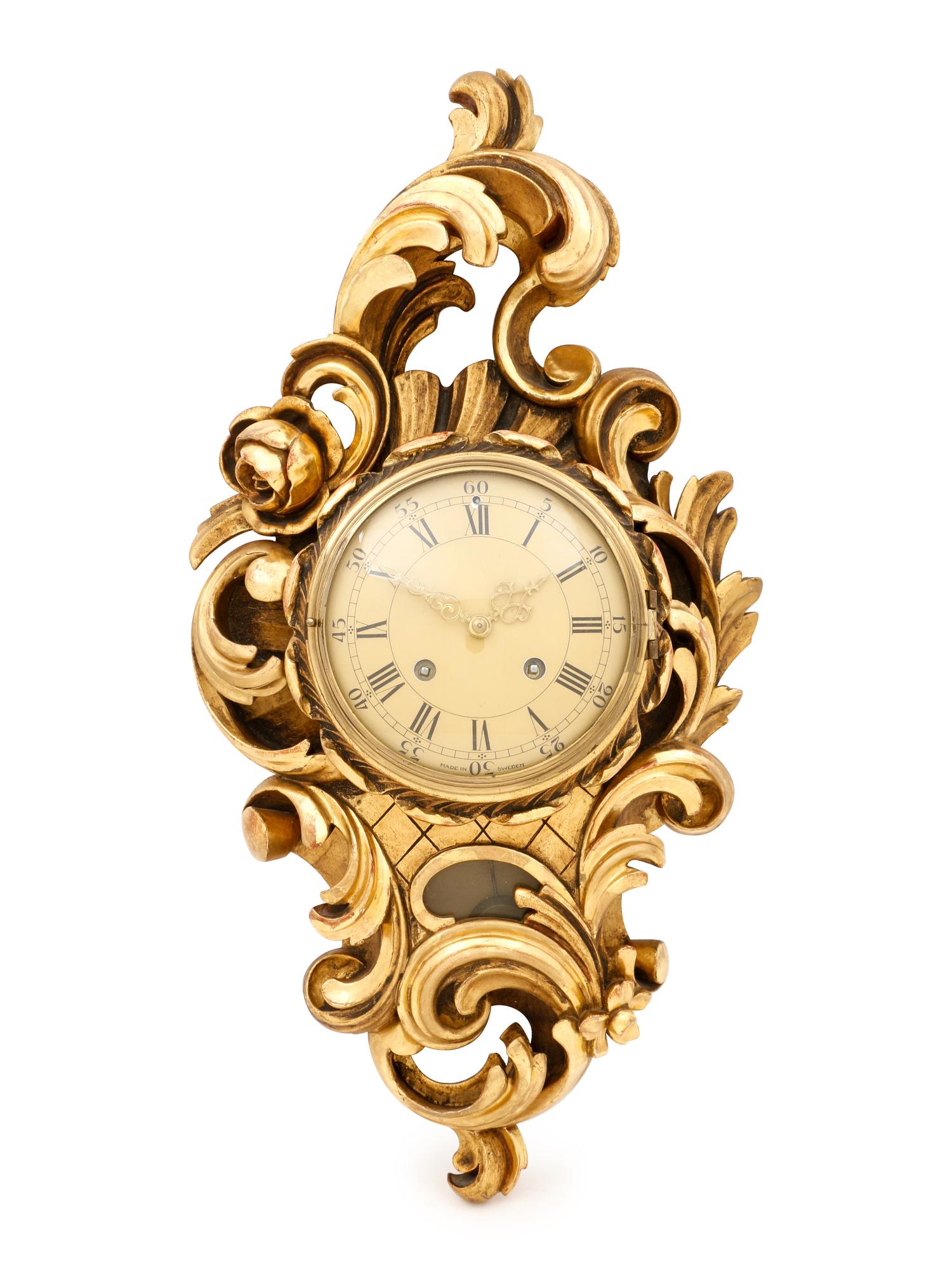 A Swedish Giltwood Wall Clock