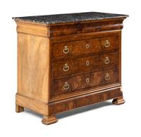 A Louis Philippe Walnut Marble-Top Chest of Drawers