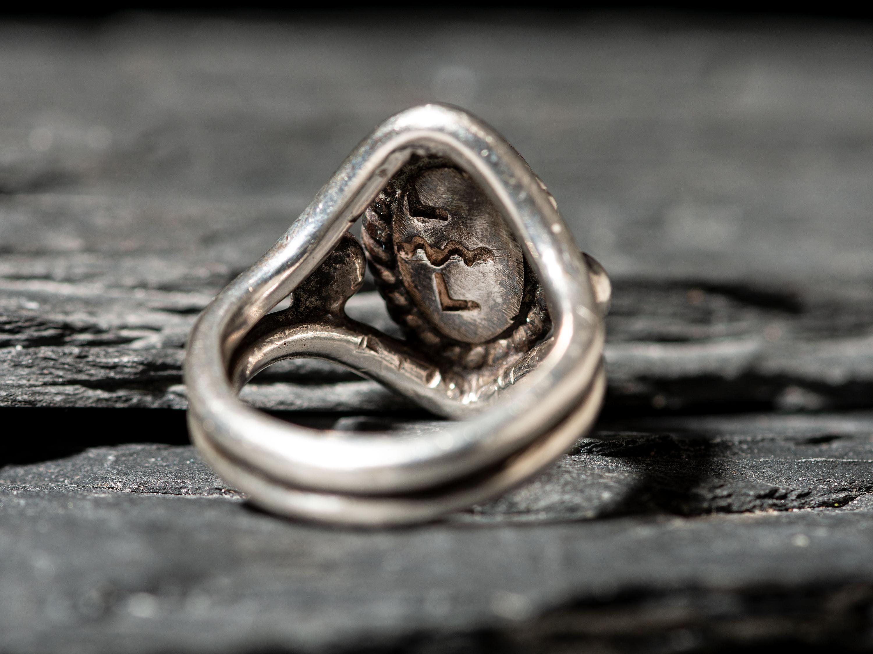 Silver and Coral Ring