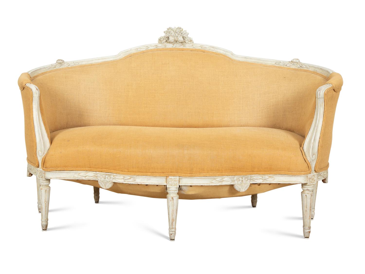 A Louis XVI Style Gray-Painted Canape