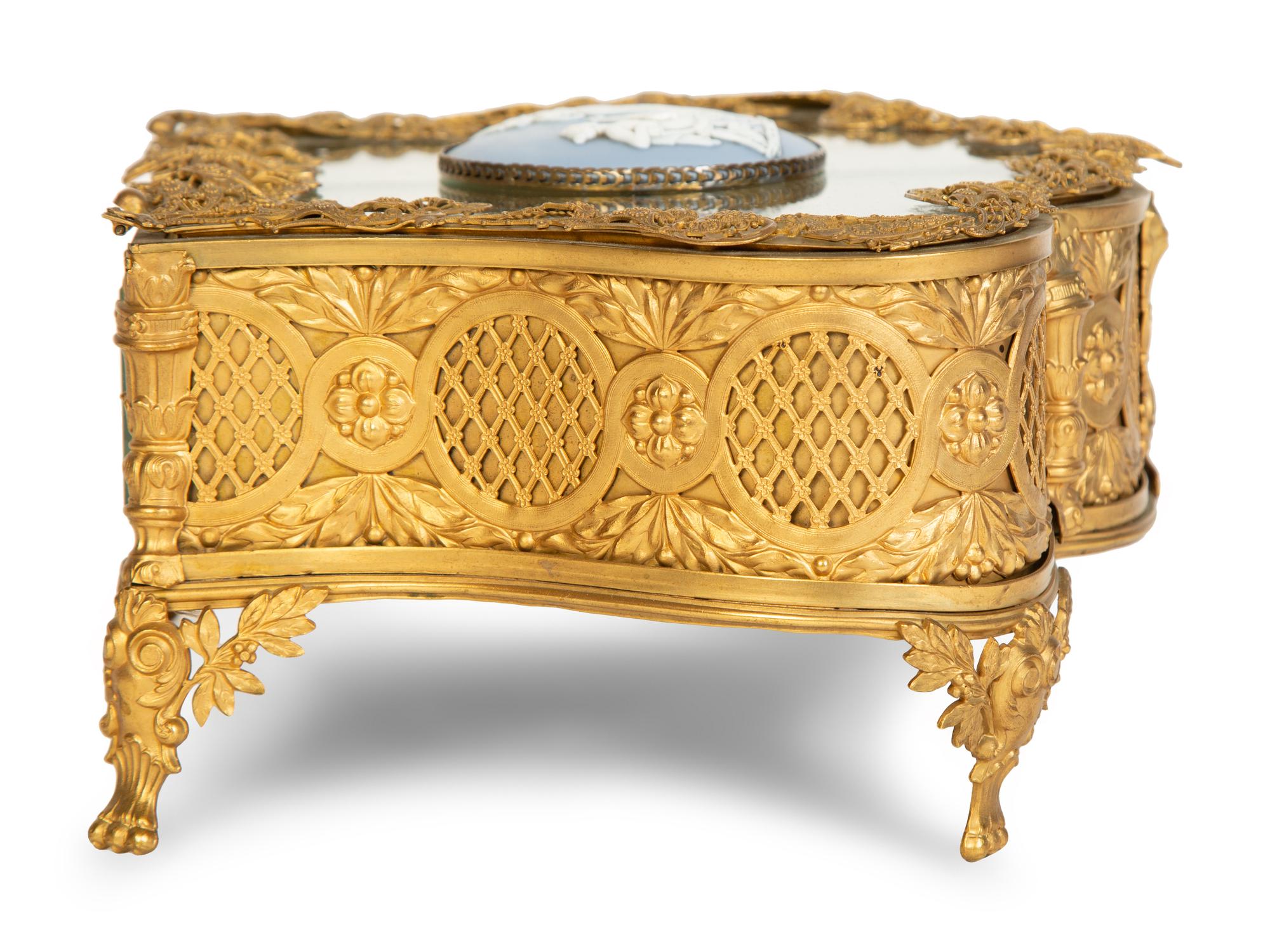 A French Gilt Metal Jewelry Casket