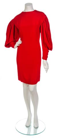 A Chanel Red Silk Crepe Dress, Size 38.