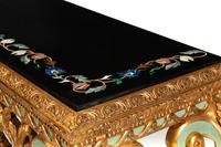 A Pair of Continental Giltwood Console Tables with Pietra Dura Tops