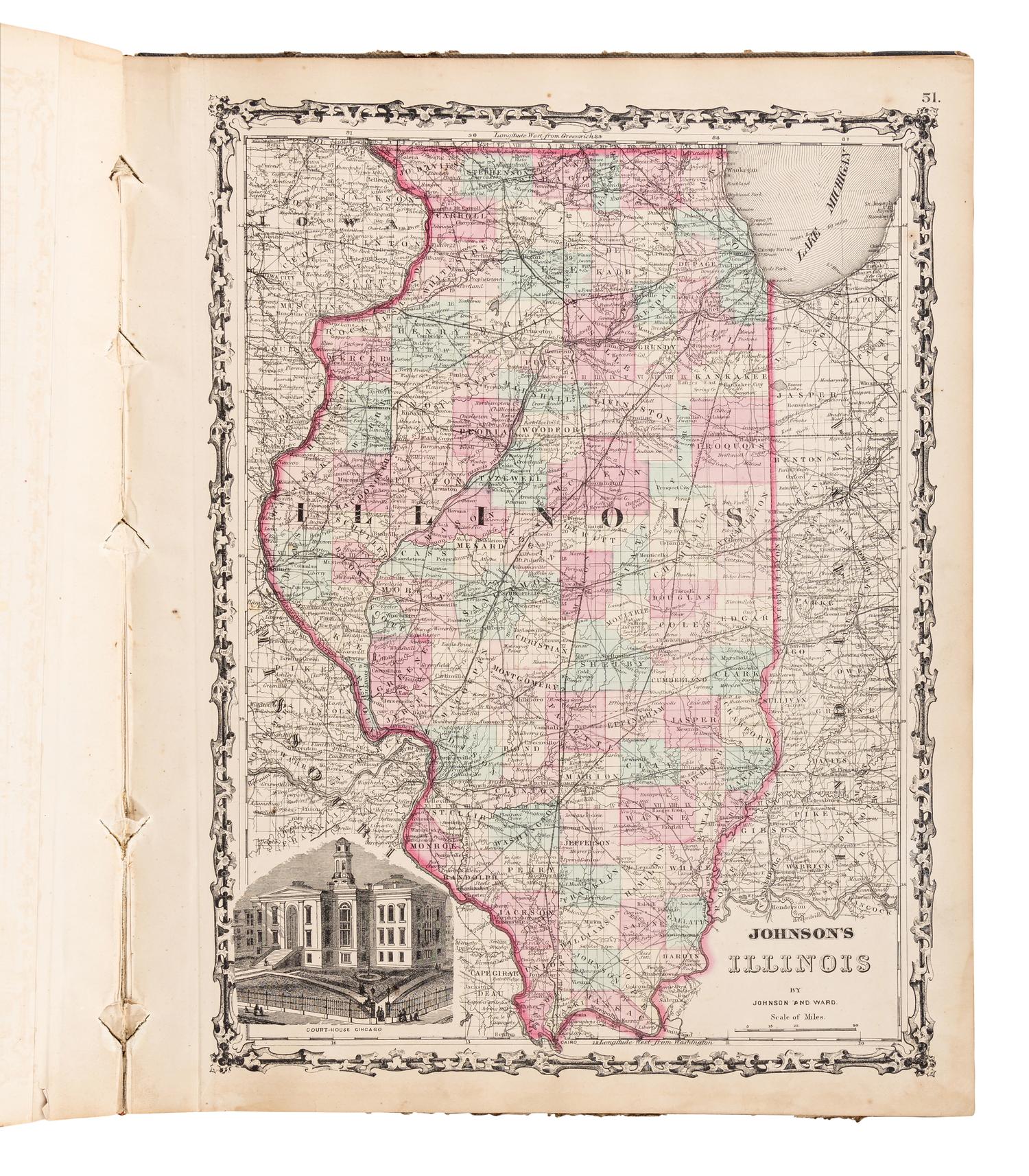 [ATLASES]. JOHNSON, A.J. and J.H. COLTON. Johnson's New Illustrated (Steel Plate) Family Atlas, with Descriptions, Geographical, Statistical, and Historical . New York: Johnson and Ward, 1862.