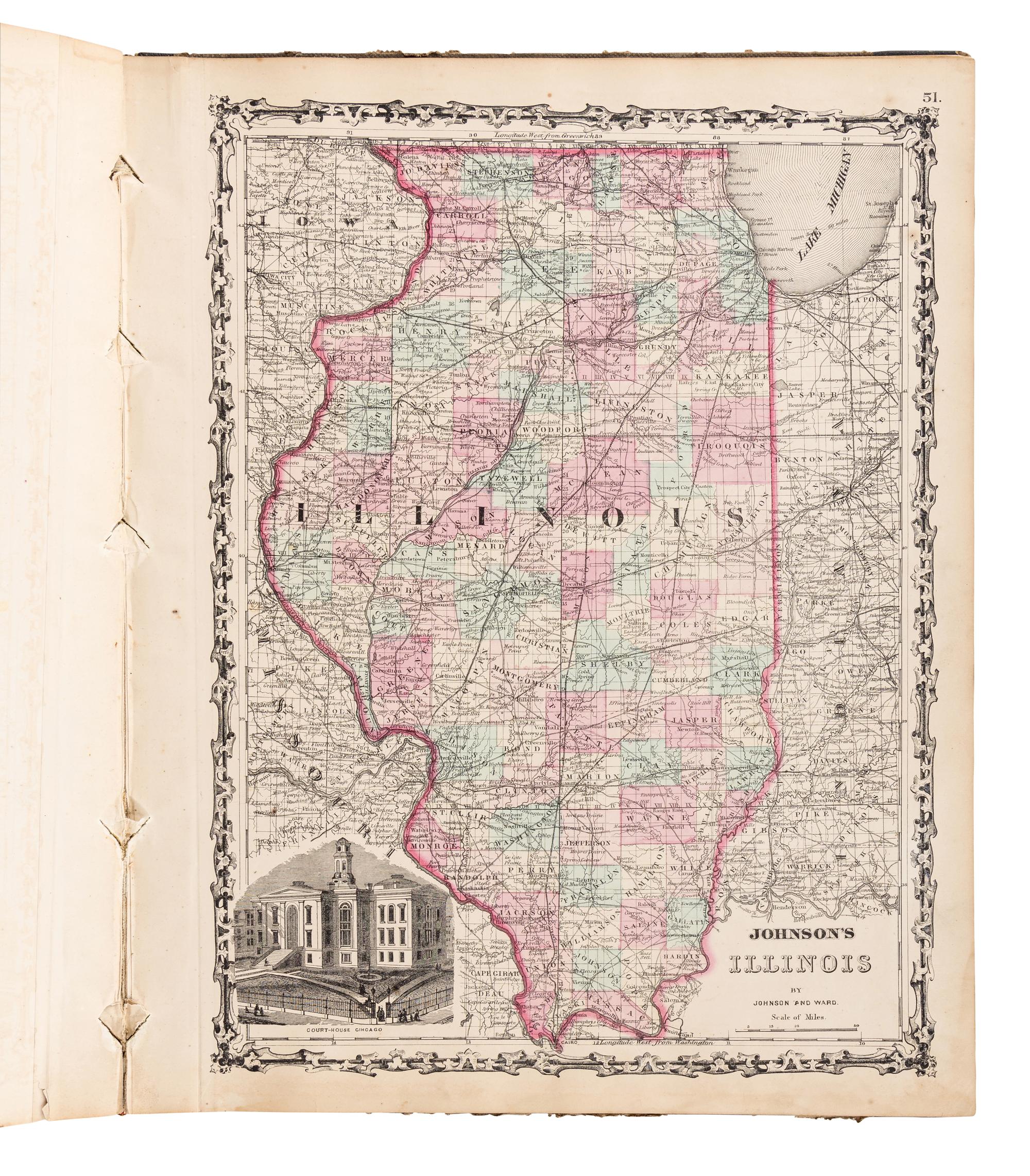 [ATLASES]. JOHNSON, A.J. and J.H. COLTON. Johnson's New Illustrated (Steel Plate) Family Atlas, with Descriptions, Geographical, Statistical, and Historical . New York: Johnson and Ward, 1862.