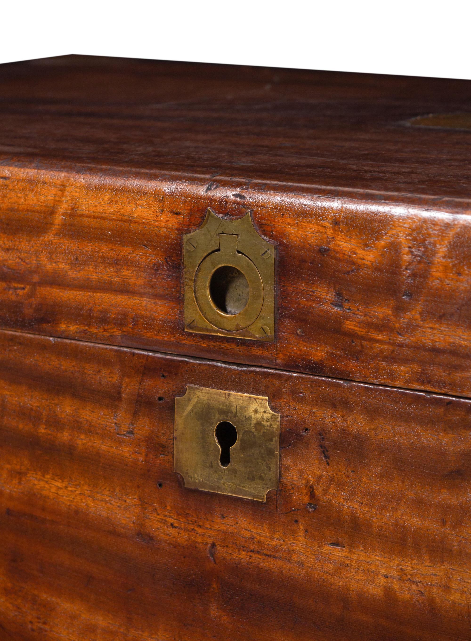 An English Brass Mounted Walnut Campaign Trunk