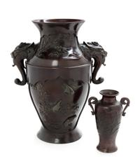 Two Bronze Vases Height of larger 18 inches. — 19TH CENTURY