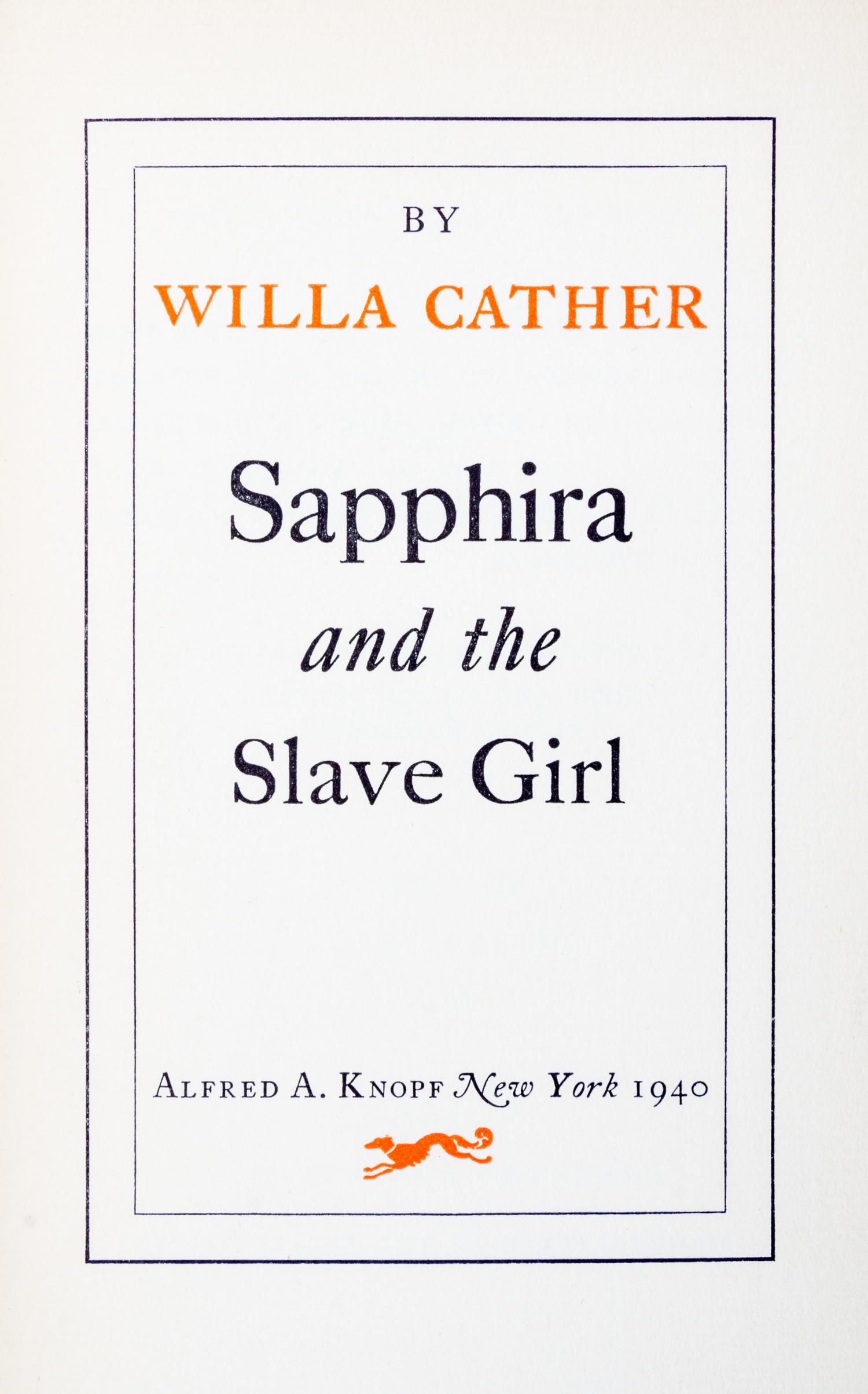 CATHER, WILLA . Two first editions. New York, 1940 and 1948.