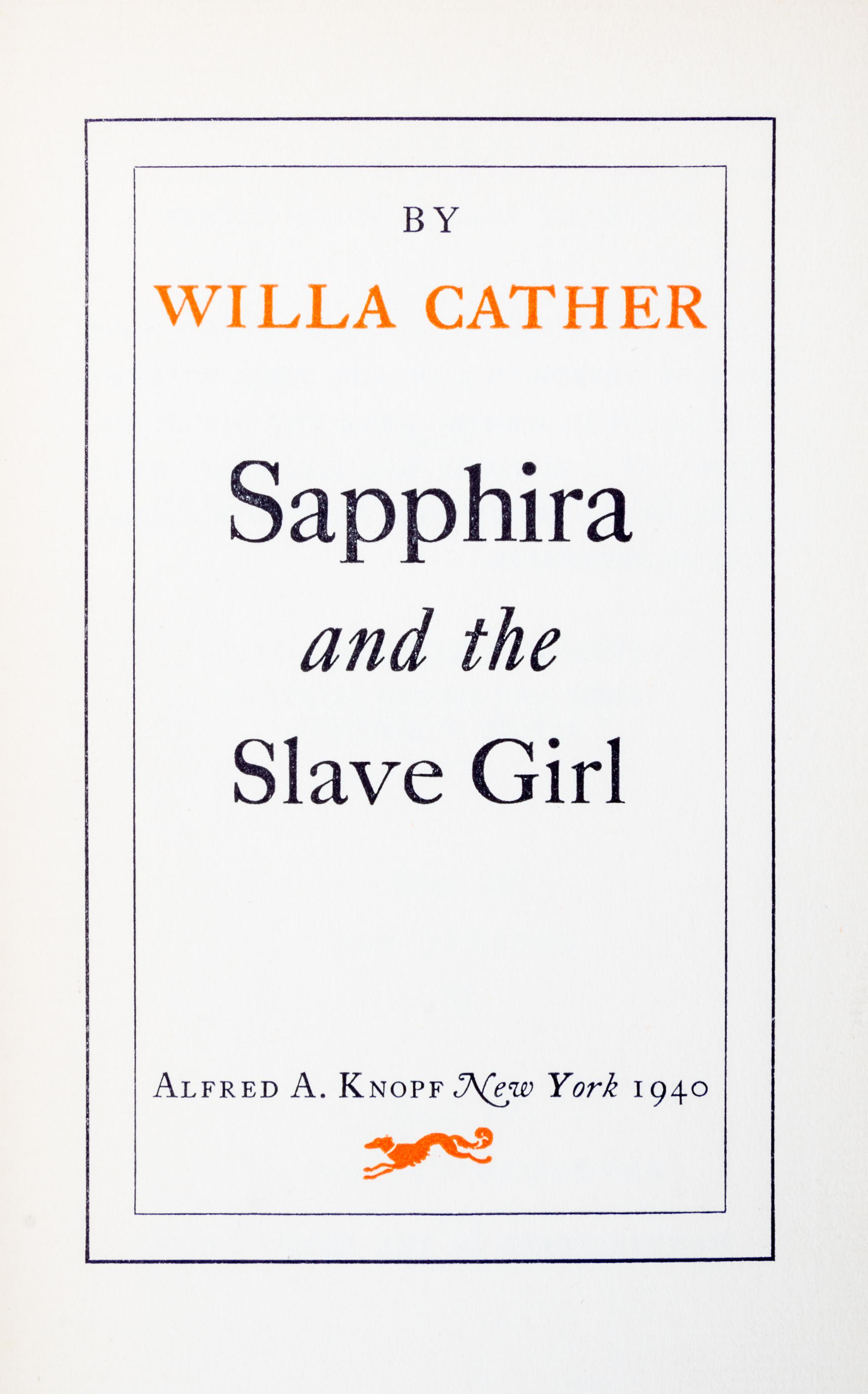 CATHER, WILLA . Two first editions. New York, 1940 and 1948.