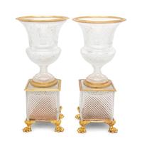 A Pair of Gilt Bronze Mounted Cut Glass Vases