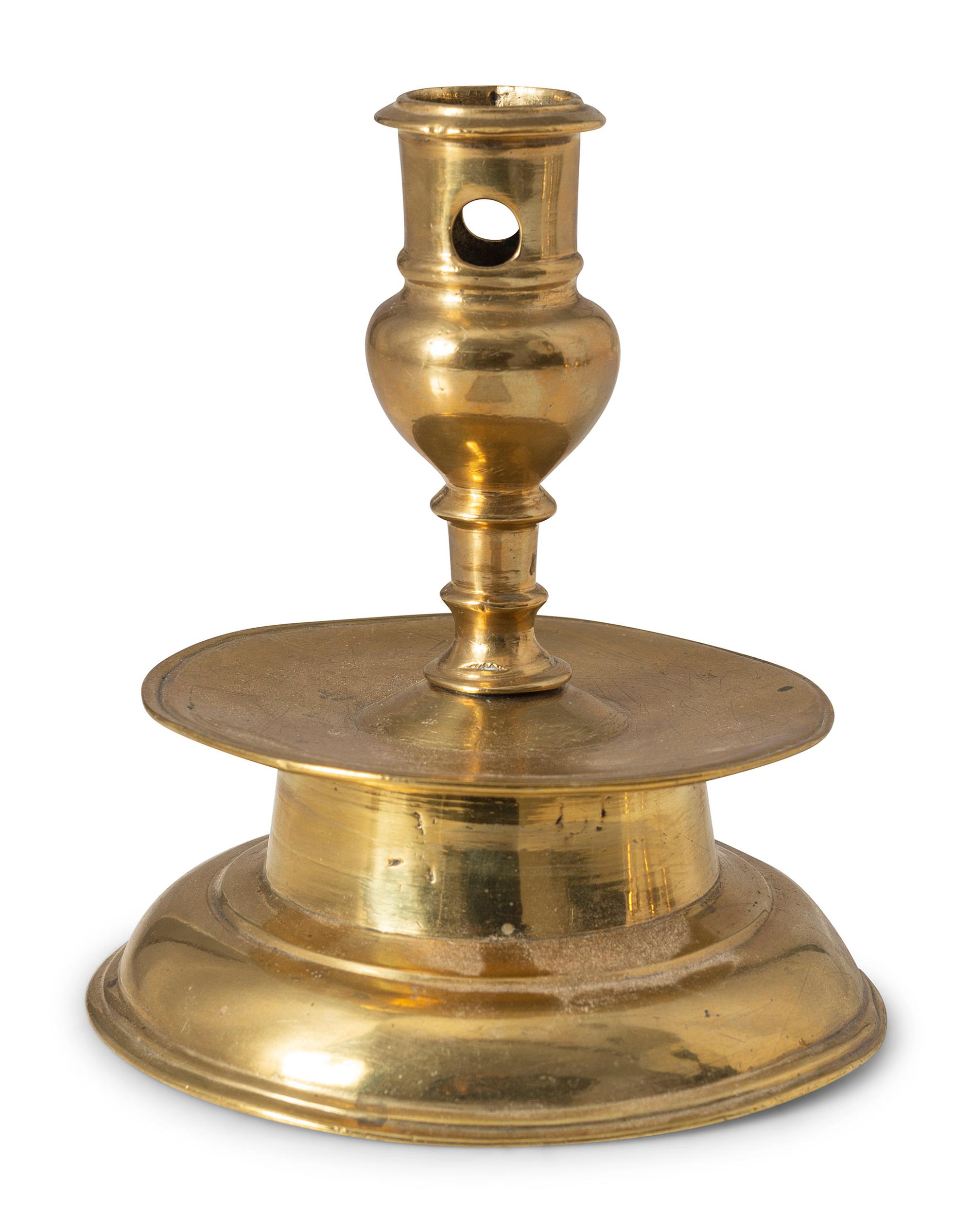 A Continental Brass Capstan Candlestick