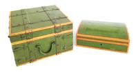 Three Assorted Decorated Wood Boxes Length of larger 20 1/4 inches.