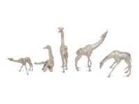 A Group of Five Patrick Mavros Silver Giraffes