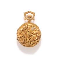 ART NOUVEAU, ELGIN, 14K YELLOW GOLD AND DIAMOND POCKET WATCH