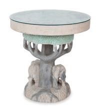 A Carved and Polychromed Wood Elephant Table with Glass Top — 20TH CENTURY