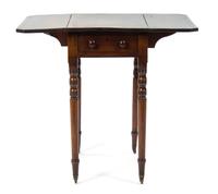 An English Mahogany Pembroke Table, Height 27 1/2 x width 15 x depth 24 inches.