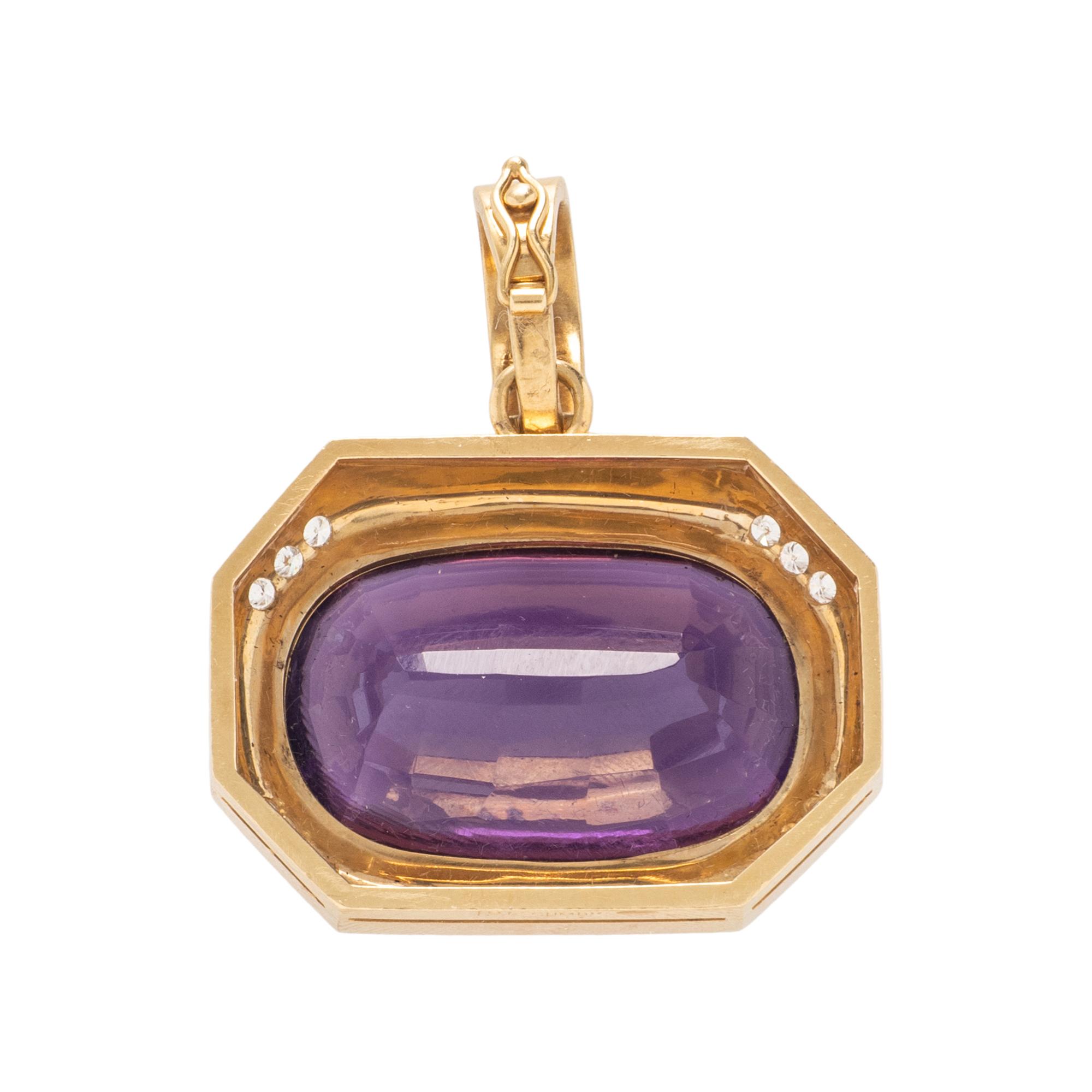 GUMPS, CONVERTIBLE AMETHYST AND DIAMOND PENDANT NECKLACE