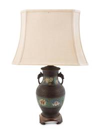 A Cloisonné Vase Mounted as a Lamp
