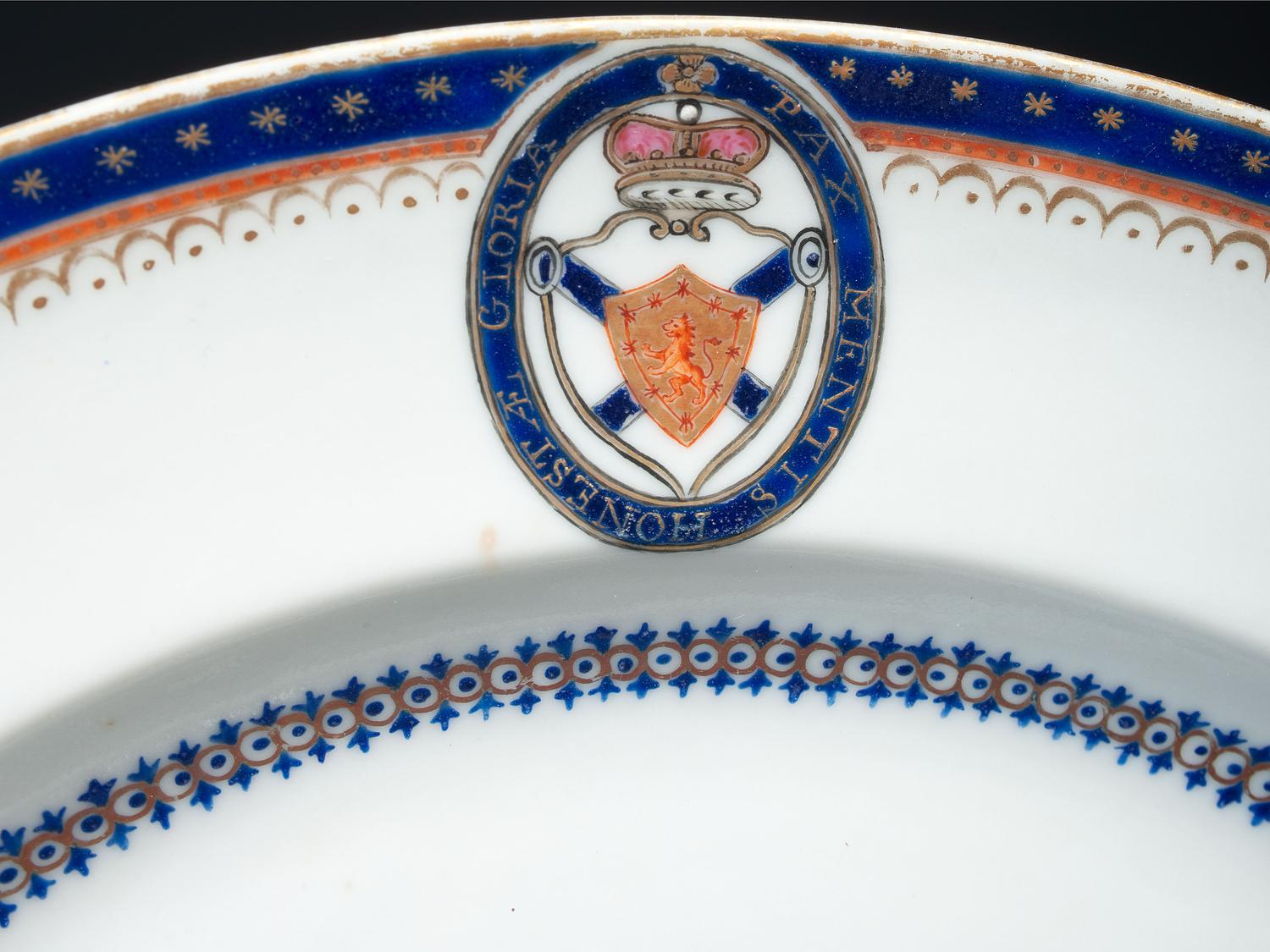 Four Chinese Export Porcelain Armorial Plates