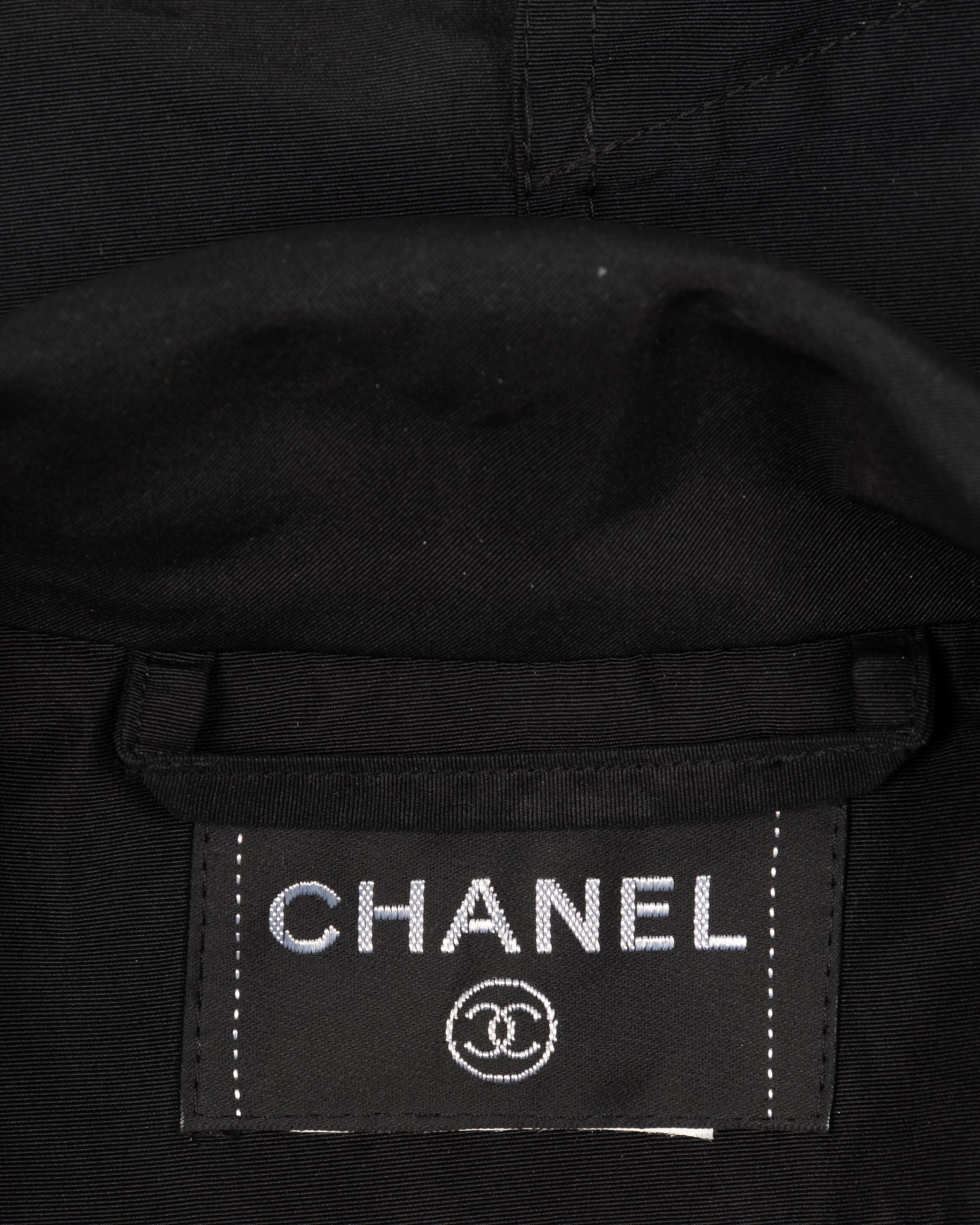 Chanel Double-Breasted Taffeta Coat with Camellia Pins