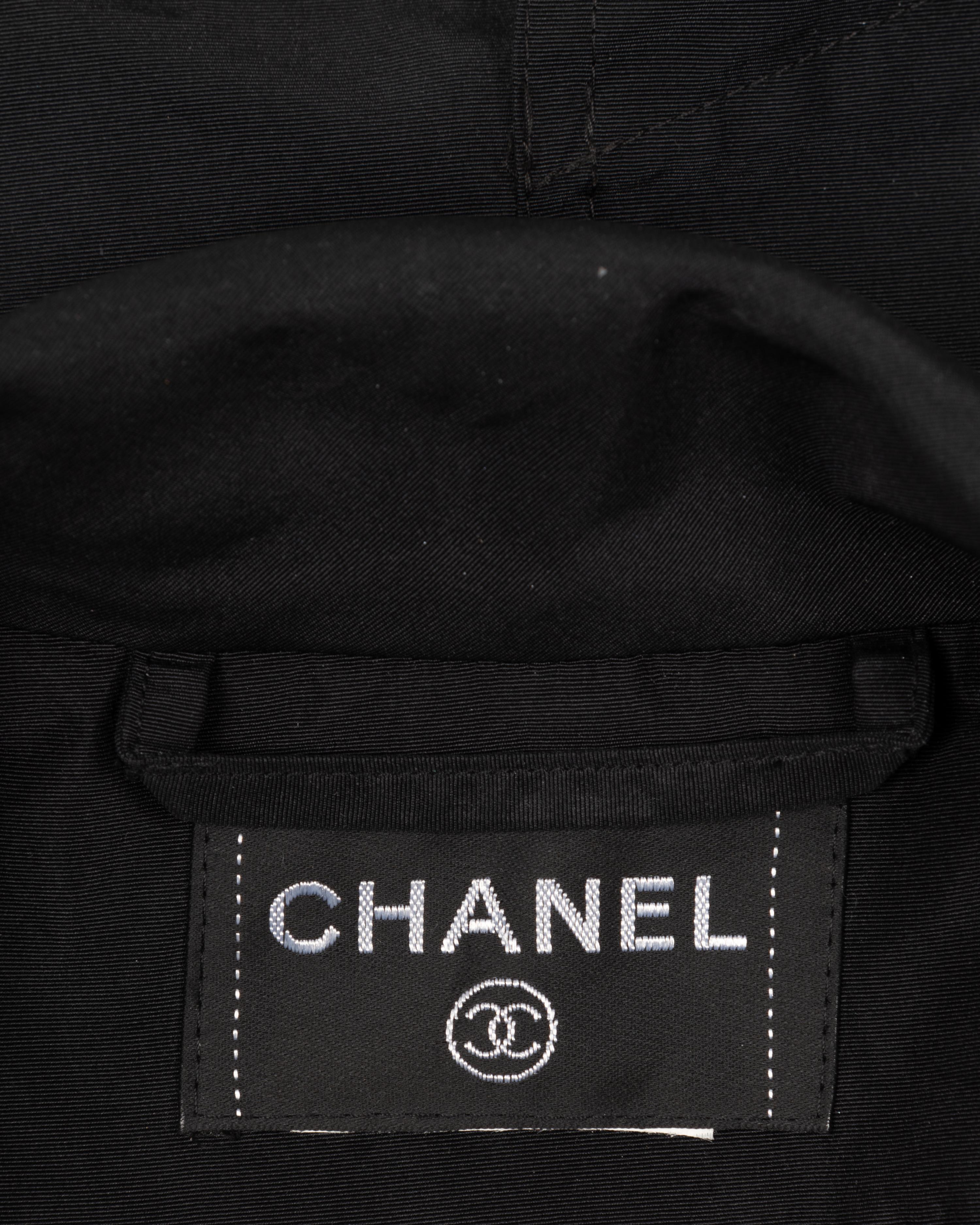 Chanel Double-Breasted Taffeta Coat with Camellia Pins