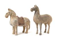 Two Pottery Figures of Horses — HAN DYNASTY