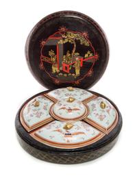 A Chinese Export Porcelain and Lacquered Serving Set Diameter 21 3/4 inches. — 19TH CENTURY
