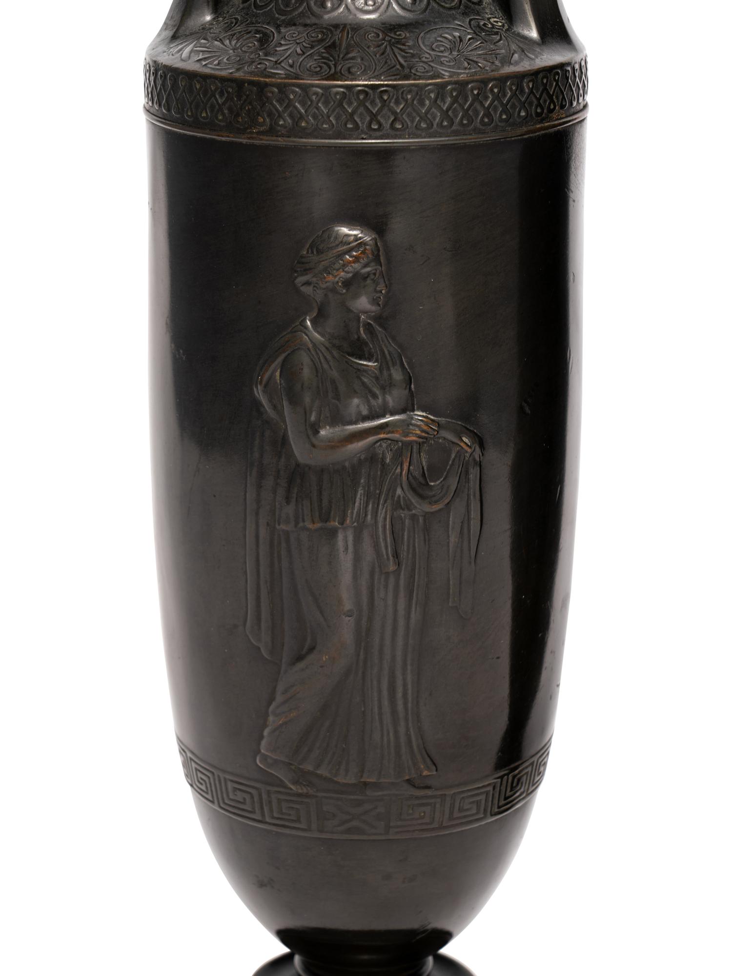 A Pair of Attic Style Bronze Vases